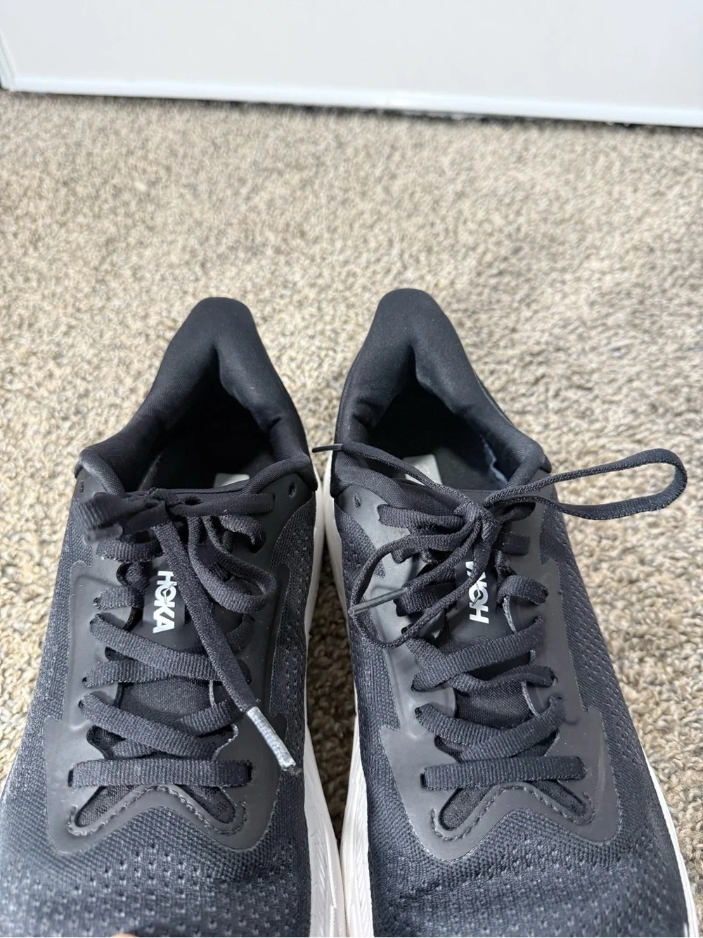Hoka Black and White Mesh Running Shoes - Picture 5 of 7
